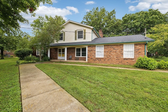 view of property with a front lawn