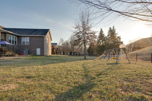 view of yard with a playground