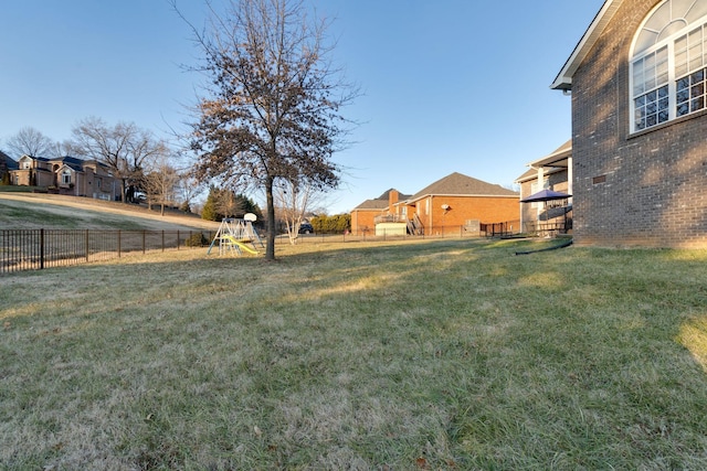 view of yard with a playground