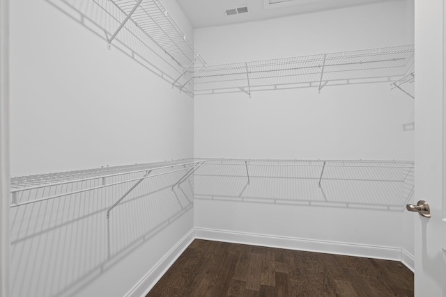 walk in closet with hardwood / wood-style floors