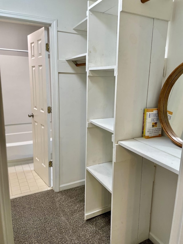 walk in closet featuring carpet