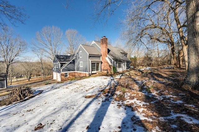 view of snow covered exterior