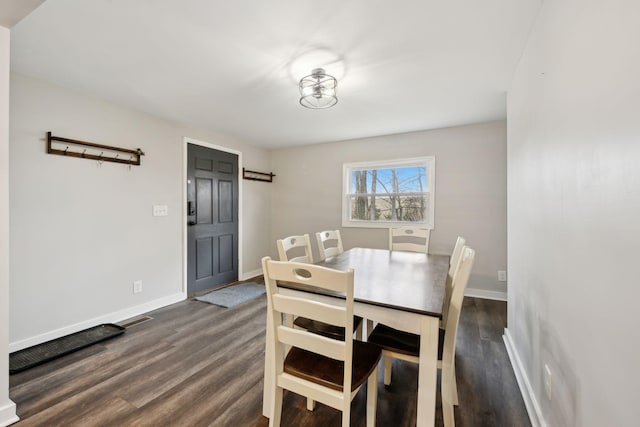 dining area featuring dark wood-type flooring