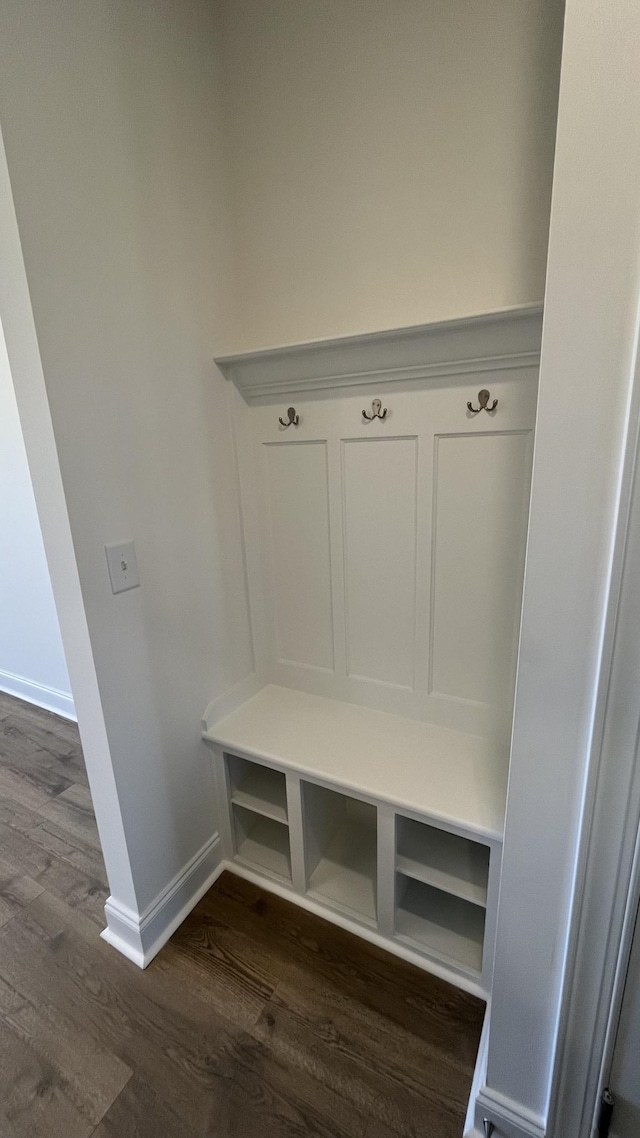 mudroom with dark wood-type flooring