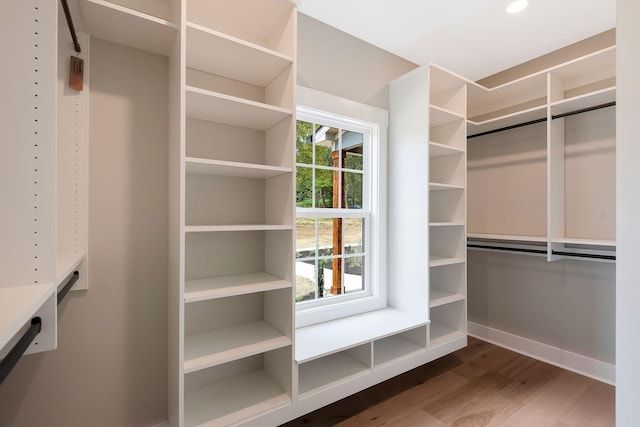 walk in closet featuring dark hardwood / wood-style flooring