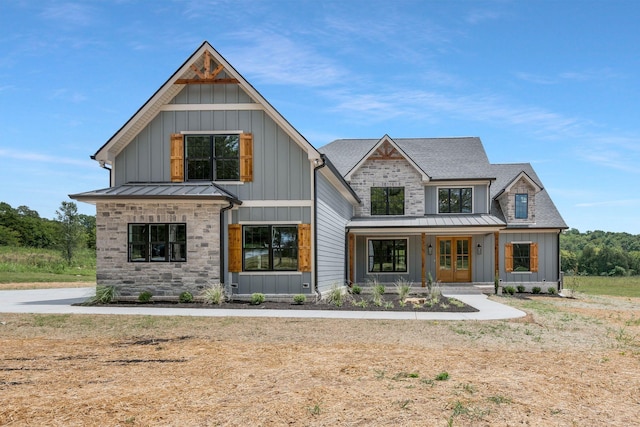 modern inspired farmhouse featuring a porch