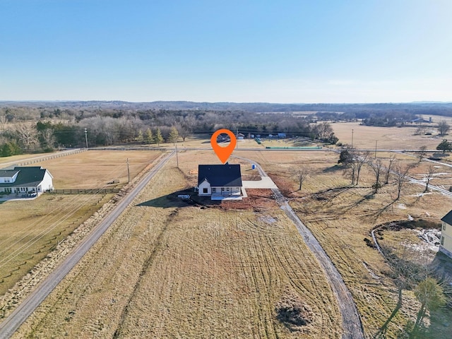 drone / aerial view featuring a rural view