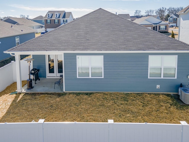 back of house featuring a patio and central AC