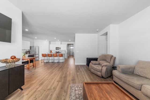 living room featuring light hardwood / wood-style floors