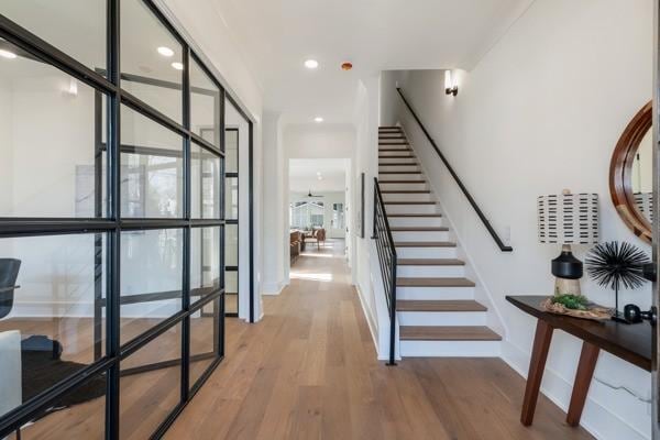 interior space with light hardwood / wood-style flooring