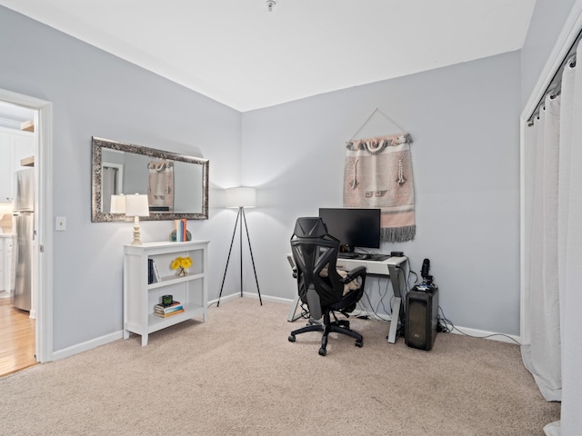 view of carpeted office space