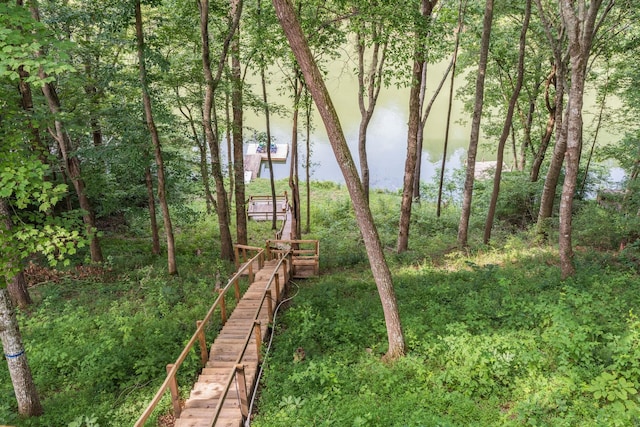 view of yard featuring a water view