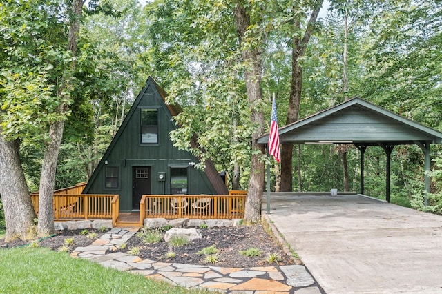 exterior space featuring a wooden deck