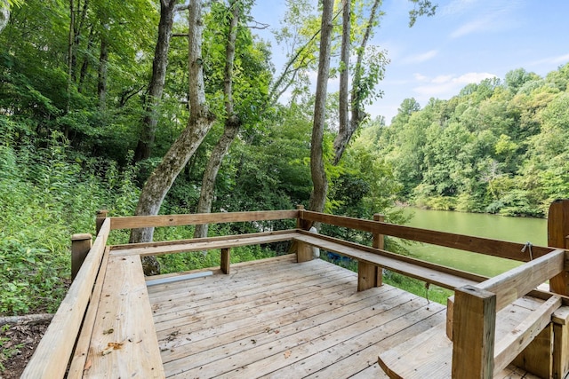 deck with a water view