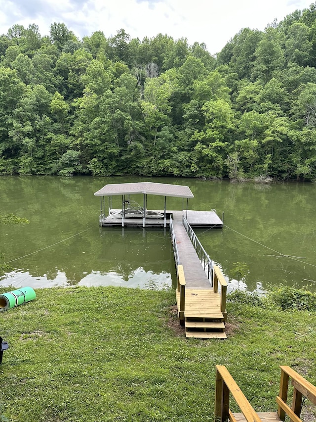 view of dock featuring a water view