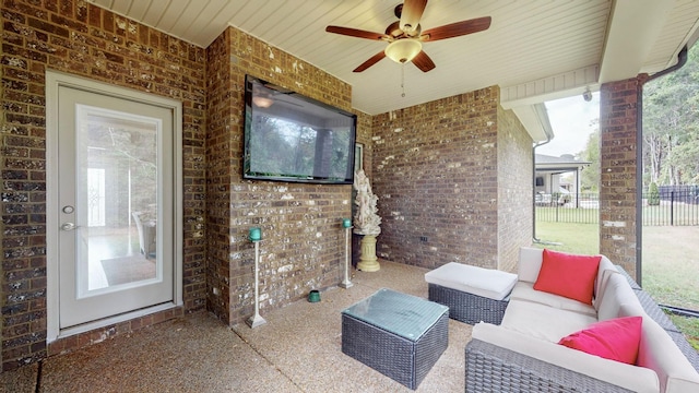 view of patio / terrace featuring an outdoor living space and ceiling fan