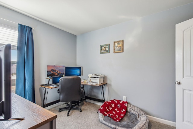 view of carpeted office space