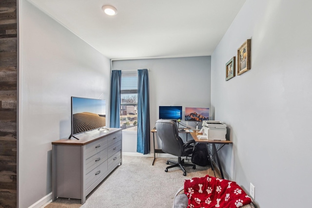 view of carpeted home office