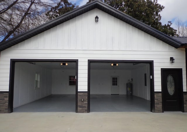 garage with water heater