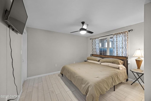 bedroom featuring ceiling fan