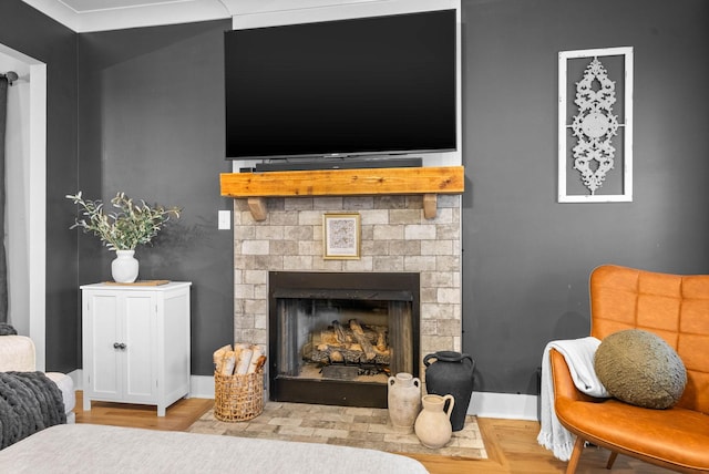 living room with light hardwood / wood-style floors