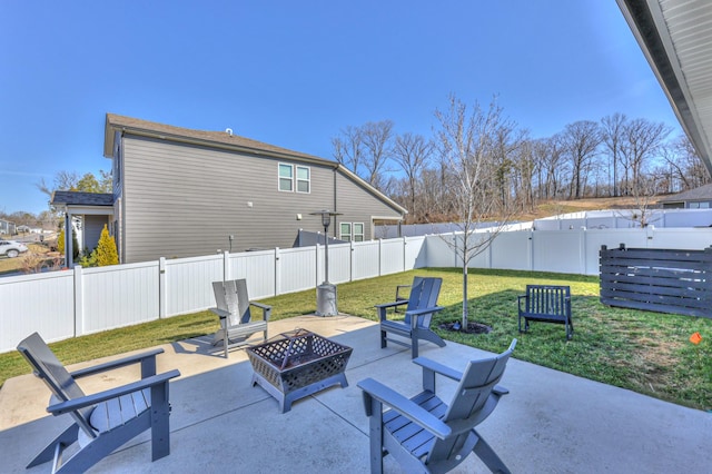 view of patio / terrace with a fire pit