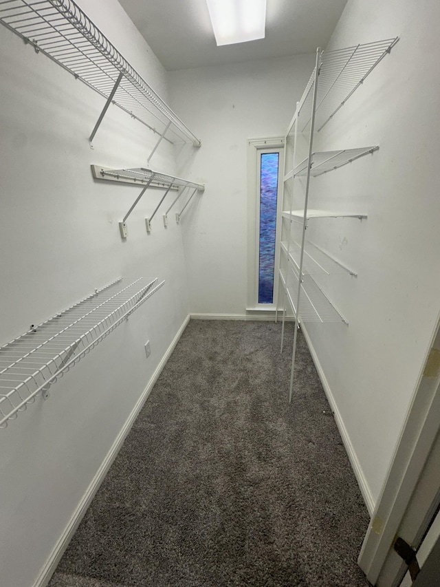 spacious closet with dark carpet