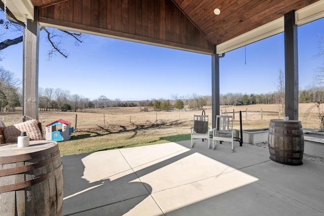 view of patio with a rural view