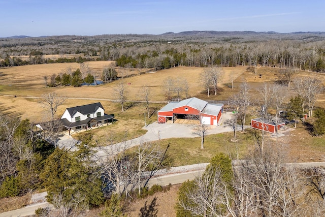 drone / aerial view featuring a rural view