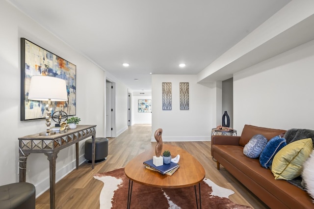 living room featuring light wood-type flooring