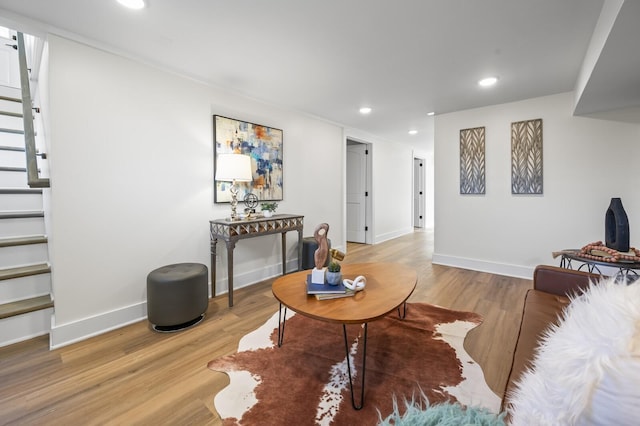 living room featuring light hardwood / wood-style flooring