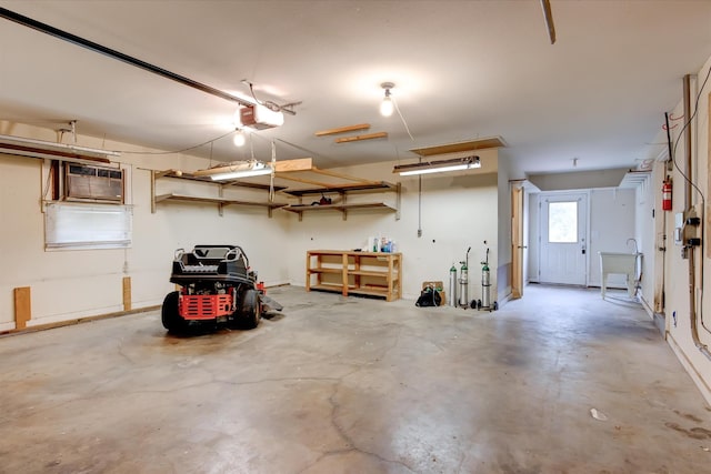 garage with a garage door opener