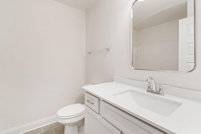 bathroom featuring tile patterned flooring, vanity, and toilet