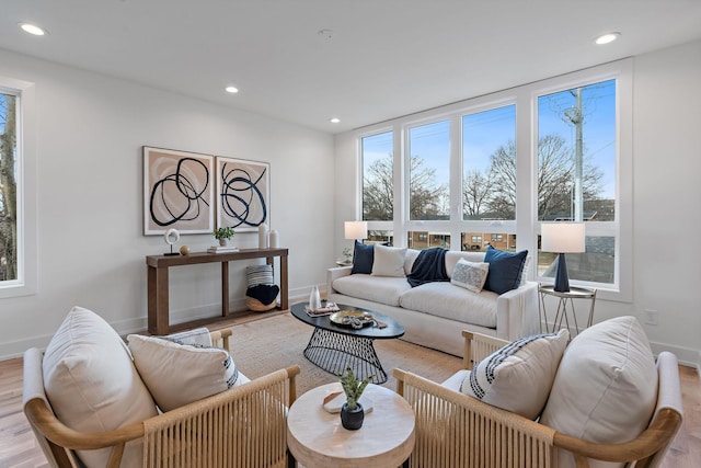 living room featuring light wood-type flooring