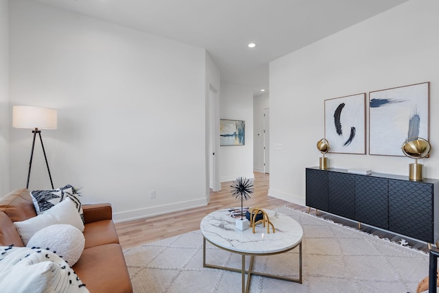 living room with light wood-type flooring