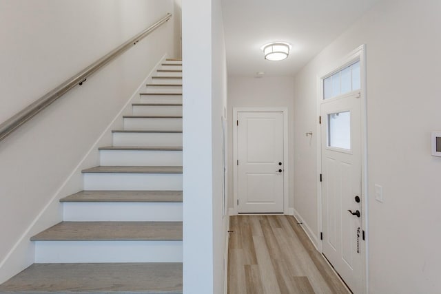 entrance foyer featuring light wood-type flooring