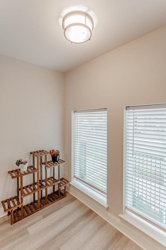 interior space with light hardwood / wood-style floors