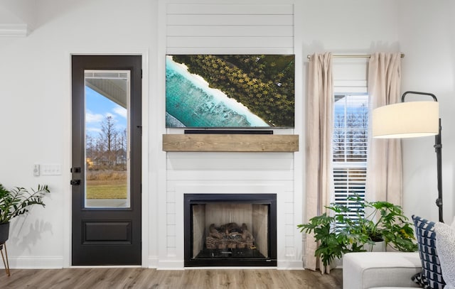 living room with light hardwood / wood-style floors