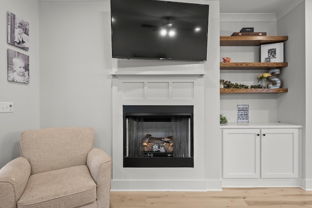 living room featuring light wood-type flooring