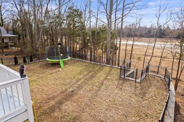 view of yard featuring a trampoline