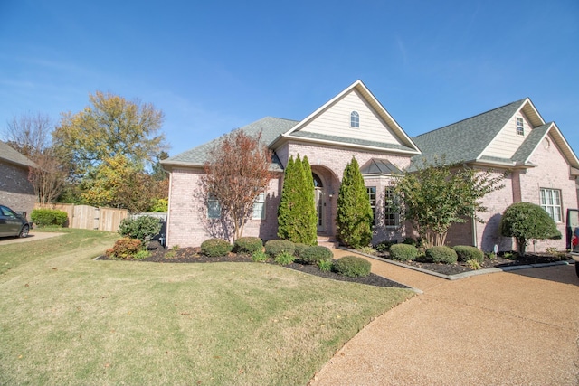 view of front of home with a front lawn