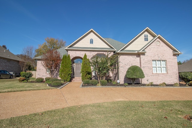 view of front of property featuring a front yard