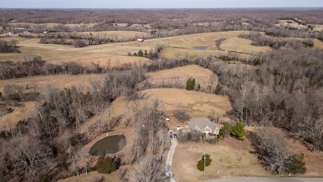 aerial view featuring a rural view