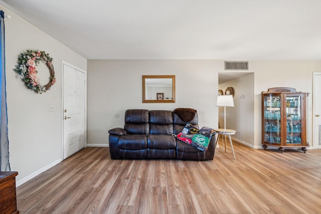 living room with hardwood / wood-style flooring