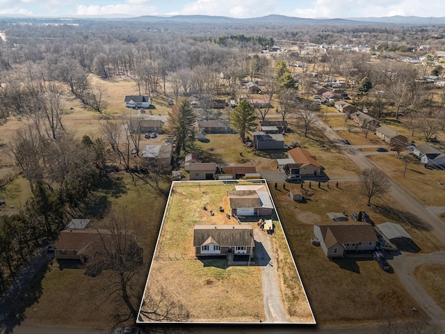 aerial view with a mountain view