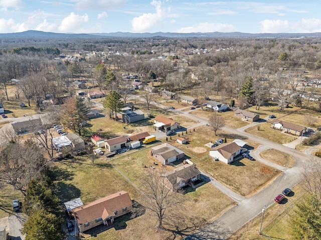 birds eye view of property featuring a mountain view