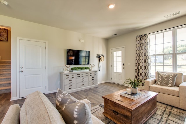 living room featuring hardwood / wood-style flooring