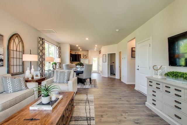 living room featuring light hardwood / wood-style flooring