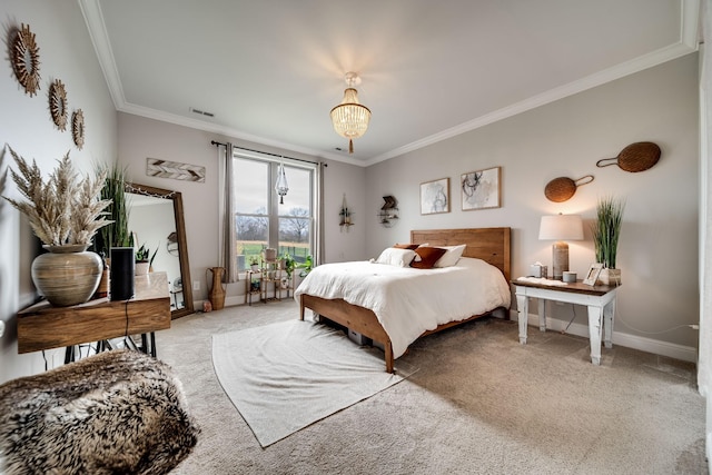 4888 Rock House Rd, Portland, TN 37148 - carpeted bedroom with a notable chandelier, baseboards, and ornamental molding