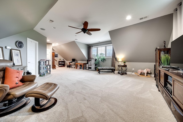 4888 Rock House Rd, Portland, TN 37148 - interior space with carpet, visible vents, and a ceiling fan